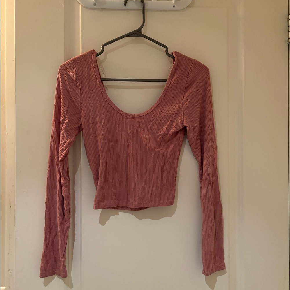 Muted pink scoop neck top